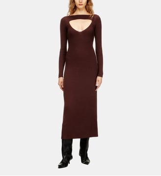 Robe midi en laine avec incrustation - Diesel - Bordeaux
