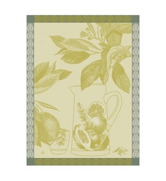 Torchon Eaux de citrons 100% coton - Le Jacquard Francais - Vert clair