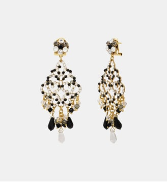Boucles d'oreilles tiges percées dormeuses   - Chiara - Satellite - Noir et blanc