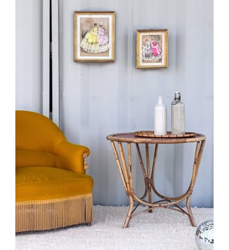 Table en rotin Nadine N°162- Produit chiné - Debongout - Bois