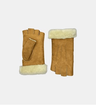 Mitaines Karlita Femme Cuir Peau Lainée - Agnelle - Chestnut