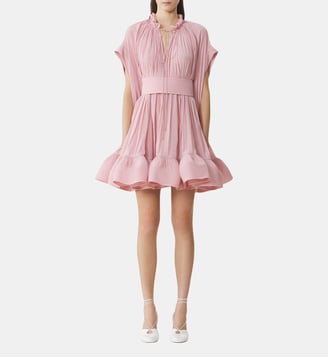 Robe Courte En Charmeuse - Lanvin - Rose vif