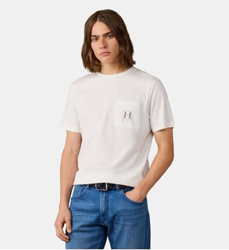 T-Shirt Coupe Regular Avec Logo Ombré Et Poche - Hackett London - Off white