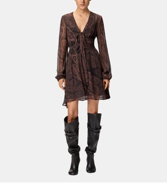 Robe courte à imprimé cachemire - Pinko - Noir et marron