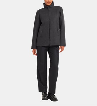 veste en drap sergé col officier - Agnès b. - Chiné gris foncé