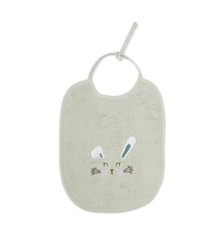 Bavoir pur coton Petit lapin - Garnier Thiebaut - Vert d'eau