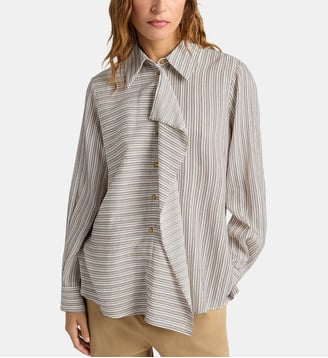Chemisier lopez en viscose soie rayée - Momonì - Beige