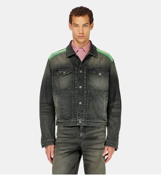 Veste trucker avec bandes rayées sur les épaules - Diesel - Gris foncé