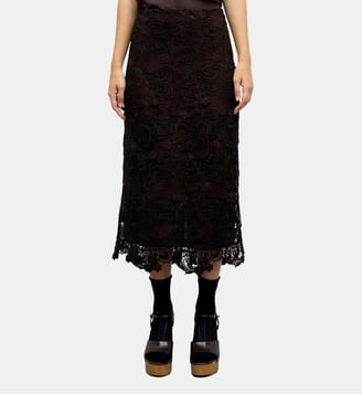 Jupe droite en dentelle - TYRA - Gerard Darel - Marron