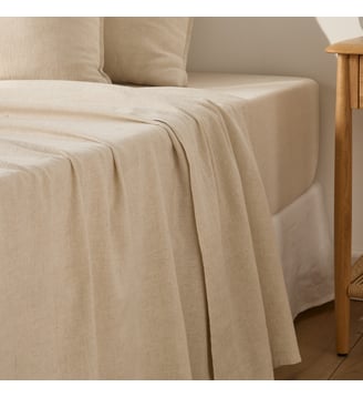 Drap plat en coton/lin lavé - La Redoute Interieurs - Beige
