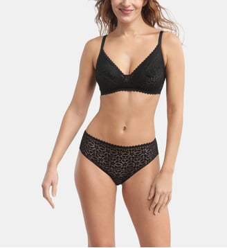Culotte midi en dentelle florale Daily Dentelle - Dim - Noir
