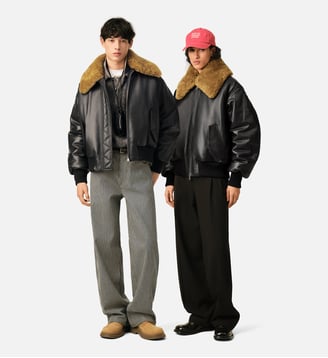 Blouson rembourré unisexe en cuir d'agneau - AMI Paris - Noir