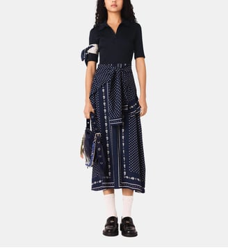 Robe bi-matière imprimée - Maje - Marine pois bandana print