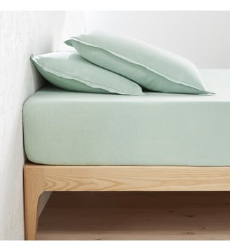 Drap housse lin lavé, bonnet 35 cm La Redoute Interieurs