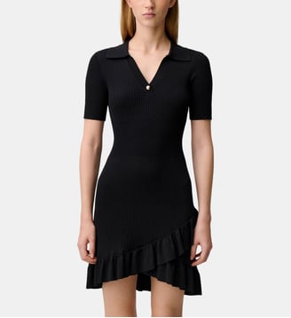 Robe maille col chemise - Claudie Pierlot - Noir