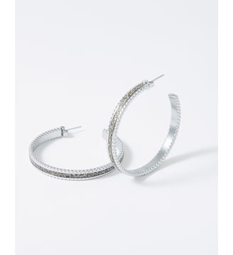 Boucles d'oreilles créoles Wednesday Argent Sparkling - Flowers for Zoe - Noir