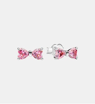 Clous d'Oreilles Nœud Rose Scintillant - Pandora - Argenté