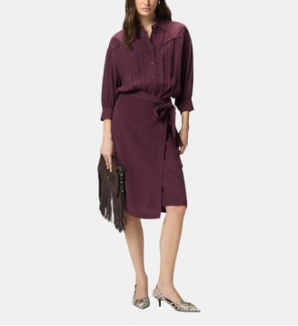 Robe midi avec haut chemise et ceinture - Pinko - Bordeaux
