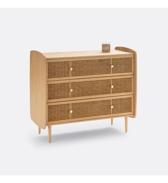 Commode 3 tiroirs en cannage Tempa - La Redoute Interieurs - Chêne