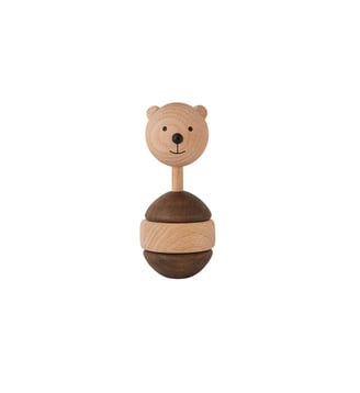 Hochet en bois à thème animalier - OYOY - Brun