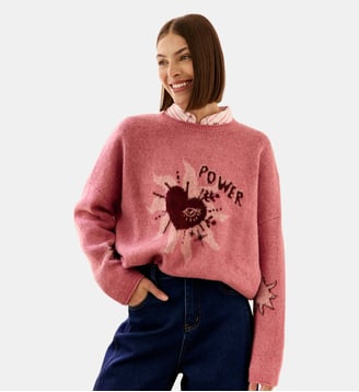 PULL imprimé graphique MOKY - La Petite Etoile - Rose