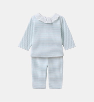 Pyjama rayé en velours - Cyrillus - Rayure bleue