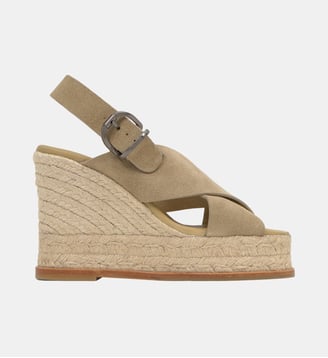 Sandales compensées en cuir à brides croisées BETINA - Castaner - Sable