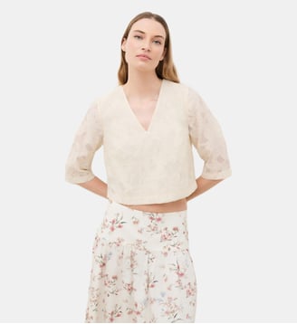 Chemise cecile - Motif uni - Polyamide recycle - Coupe droite - Caroll - Écru