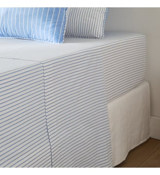 Drap plat en percale de coton - La Redoute Interieurs - Rayé bleu
