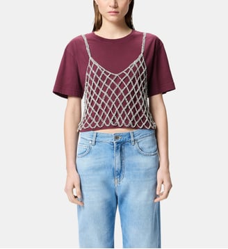 T-shirt avec top à mini-paillettes - Pinko - Multicolore