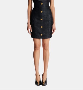 Jupe crayon effet croco - Balmain - Black