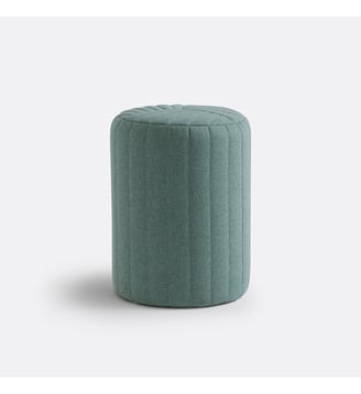 Pouf cylindrique surpiqué - La Redoute Interieurs - Vert eau