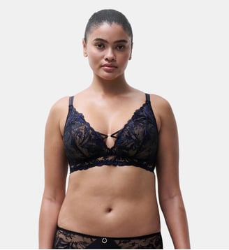 Soutien-gorge sans armature avec dentelle de Leavers - Chantelle - Crepuscular black
