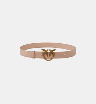 Ceinture love birds en cuir 3cm - Pinko - Rose pâle