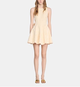 Robe courte en jacquard floral - Sandro - Vanille
