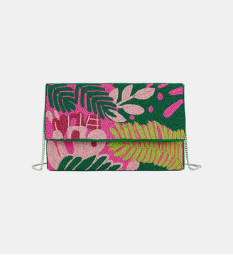 Sac pochette brodé de perles FANO - Wild - Vert