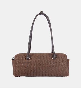 Sac rectangle Tressé Cube en cuir - Lancaster - Marron