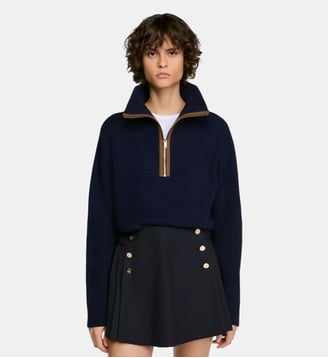 Pull camionneur laine et cachemire - Sandro - Marine