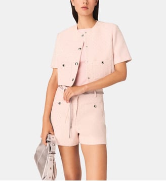 Veste manches courtes en tweed - Maje - Rose