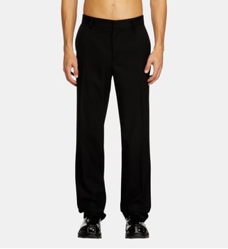 Pantalon en mélange de laine avec étiquette en métal Diesel