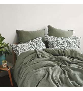 Housse de couette en gaze de coton, SIMPLEMENT GAUFRÉ Blanc Cerise