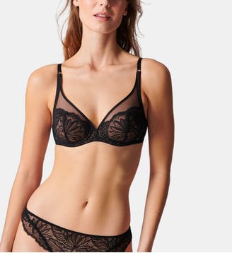 Soutien-gorge triangle emboitant décolleté plongeant - Noir - Simone Pérèle - Noir