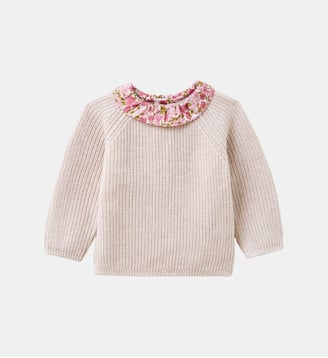 Pull col tissu Liberty Bébé - Cyrillus - Liberty poppy and daisy