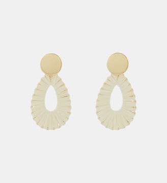 Boucles d'oreilles longues raphia ivoire - Balaboosté - Blanc