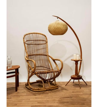 Grand fauteuil en rotin Martin N°54- Produit chiné - Debongout - Bois