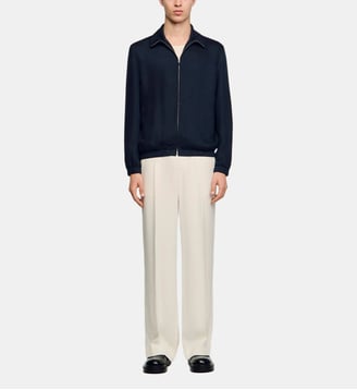 Blouson zippé à col montant - Sandro - Marine