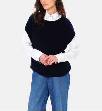 Pull mathilde - Motif uni - Coupe ajustée - Caroll - Bleu marine