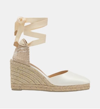 Espadrilles compensées en satin à bout pointu et lacets  JOYCE - Castaner - Blanc