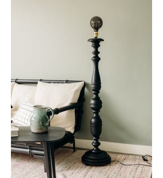 Lampadaire au bois tourné Julien N°352- Produit chiné - Debongout - Noir