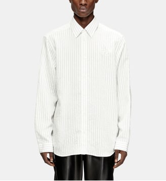 Chemise en mélange de laine avec broderie Oval D. - Diesel - Gris
